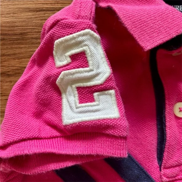 Ralph Lauren Pink and Purple Polo Shirt with Sporty Stripes - Picture 2 of 4